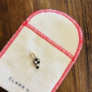 Clare V Mini Whistle Charm Black/ White Checker